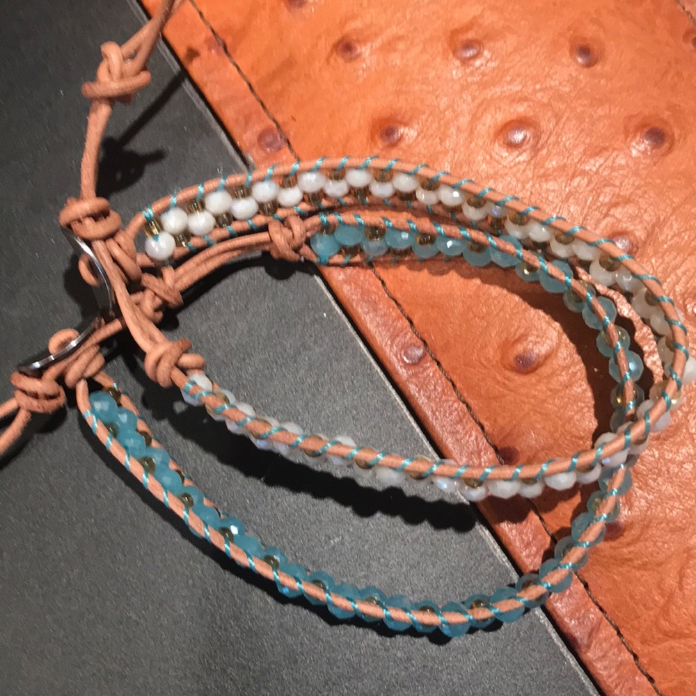 Leather and stone bracelets